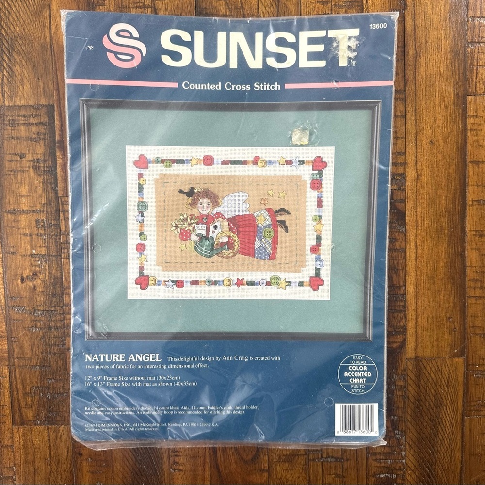 Sunset Counted Cross Stitch‎ Kit Nature Angel Ann Craig 13600 NOS Sealed Vintage